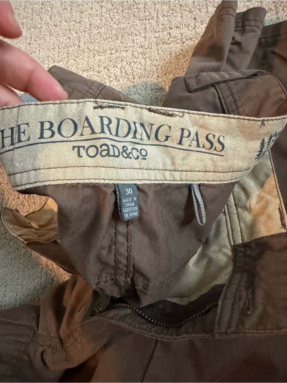 Toad&Co Men's Olive Brown Cargo Pants